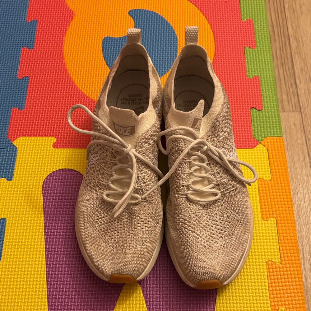 Nike Tan Knit Lace-Up Sneakers